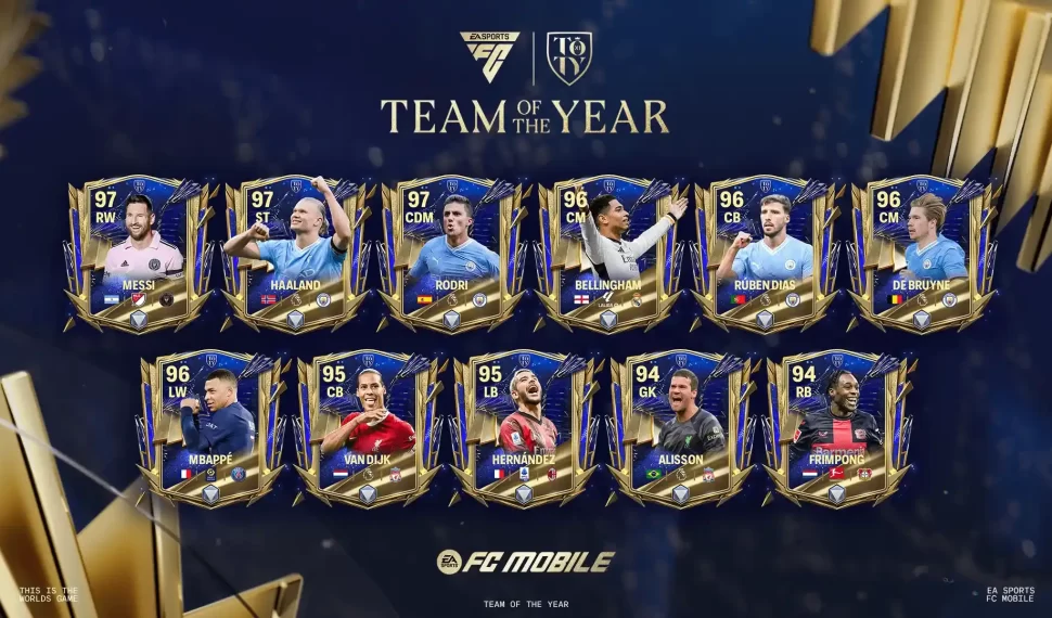 《EA SPORTS FC™》年度最佳球隊於《EA SPORTS FC MOBILE》正式登場，為 ULTIMATE TEAM™ 帶來今年的最佳球員