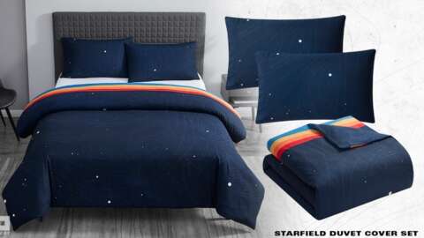 使用 Starfield 羽絨被套套裝享受美妙的睡眠