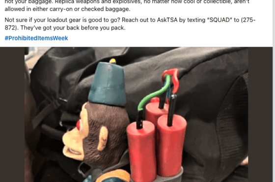 TSA抓住了乘客行李的猴子炸彈複製品