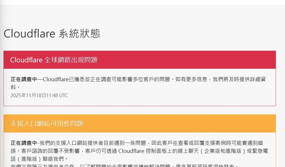 全球網路大當機　Cloudflare 出現技術故障導致數億人無法上網